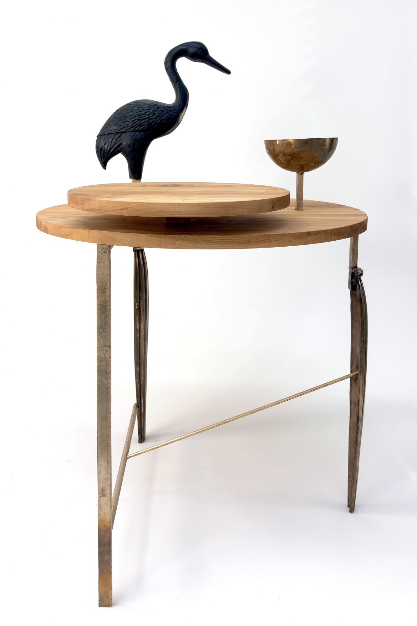 guéridon au héron et bol - Ker Xavier