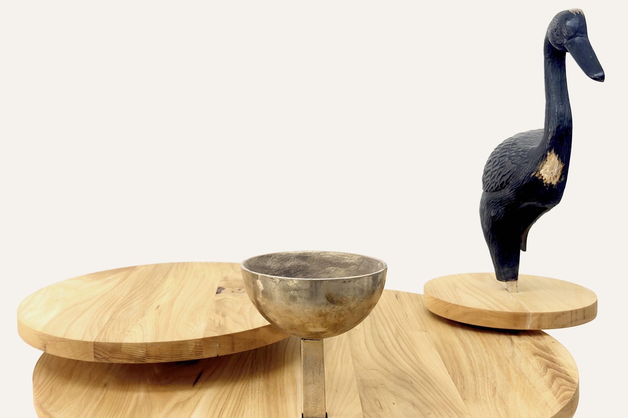 guéridon au héron et bol - Ker Xavier