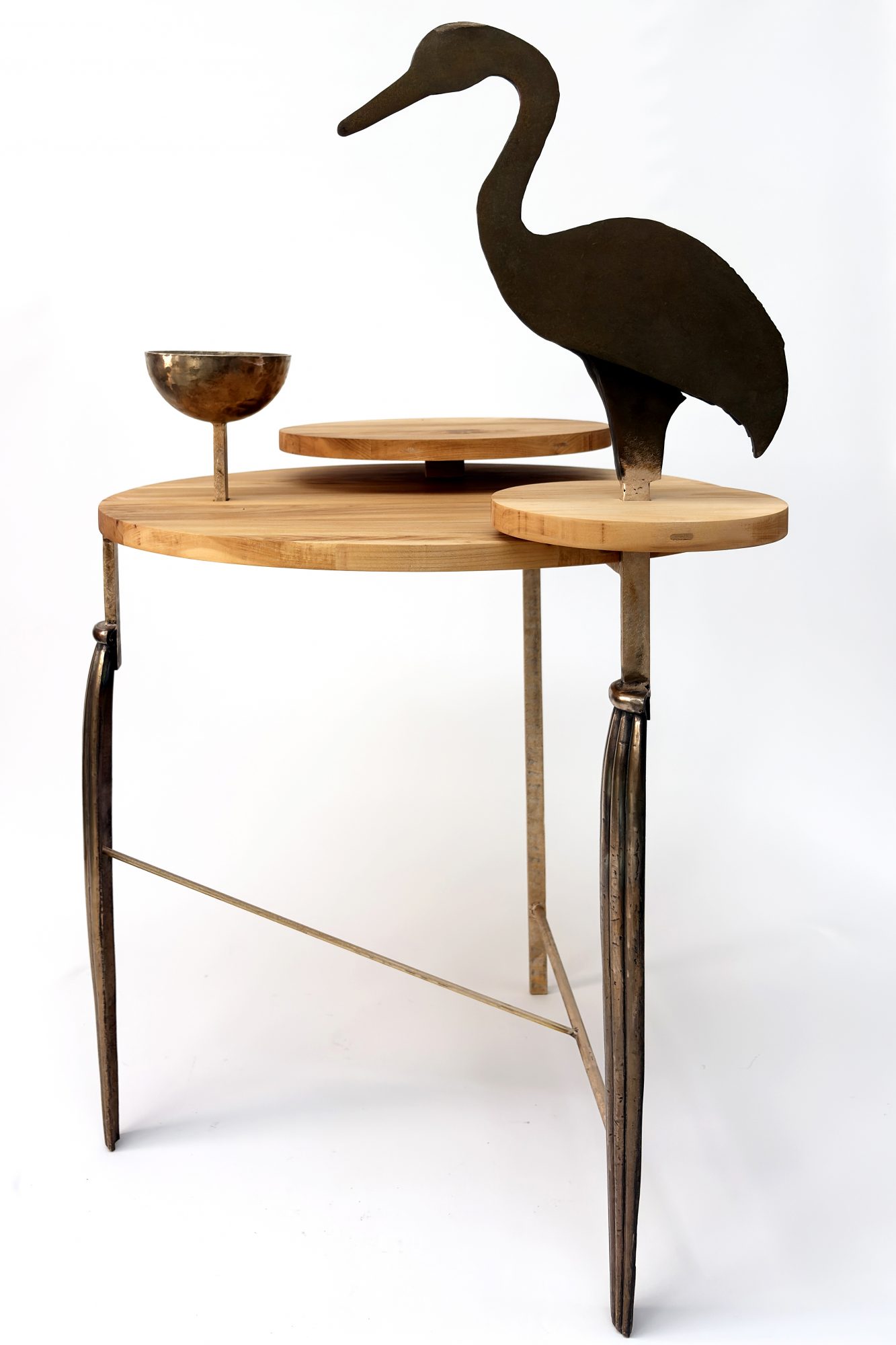 guéridon au héron et bol - Ker Xavier