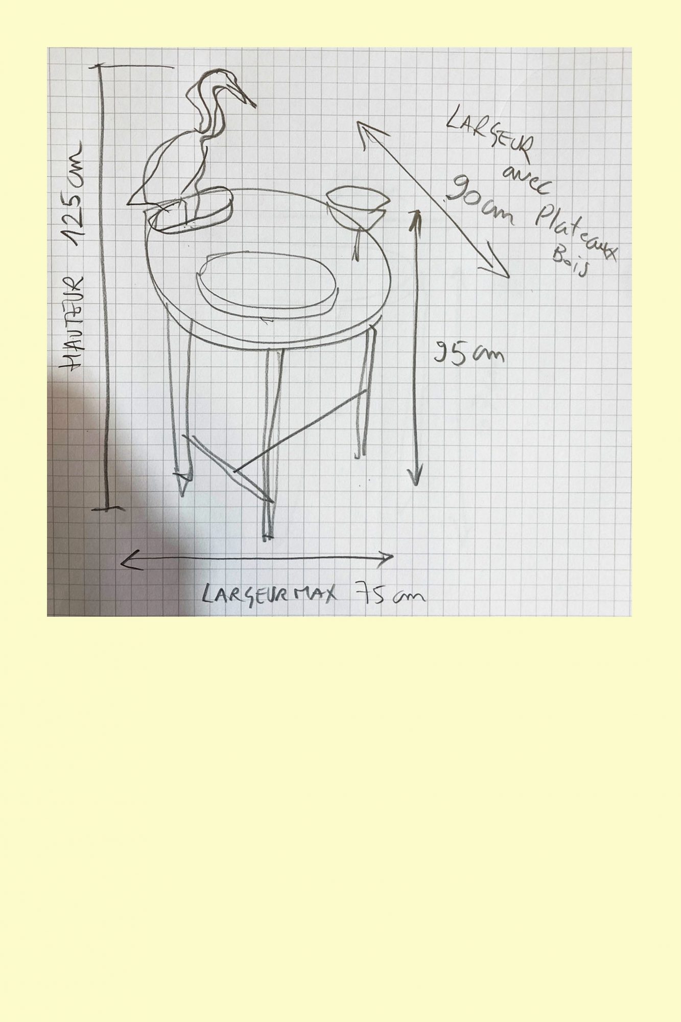 guéridon au héron et bol - Ker Xavier